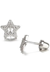 good-looking open star cubic zirconia silver baby earrings